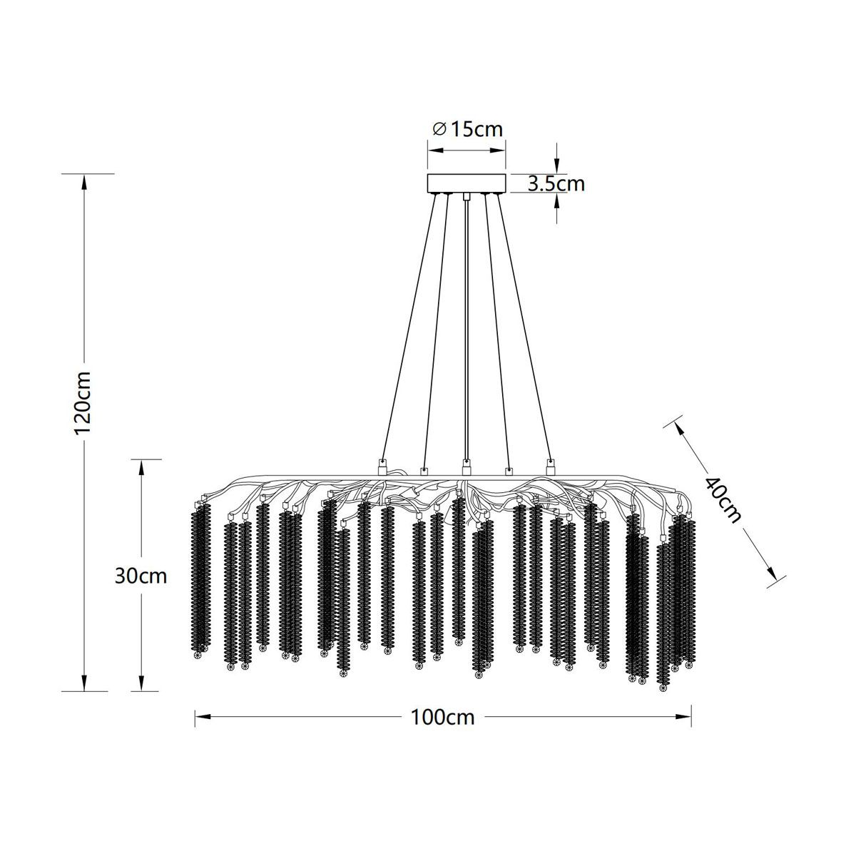 Lampadari & plafoniere: Pendelleuchte, Chrom, 100 cm x 40 cm – Nuovo (secondo la descrizione) da Kreuzlingen venduto da Smart-Light 7