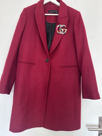 Wollmantel Zara Bordeaux Weinrot M 