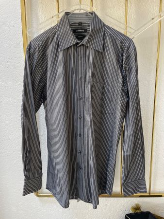 Herren Hemd c.comberti gestreift grau /weiss Grösse M