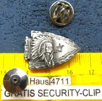 INDIANER PFEILSPITZE PIN METALIC MIT SECURITY-CLIP GEPRÄGT