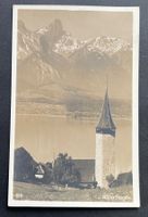 Hilterfingen Kirche u Stockhorn /W.Obrecht Uhrm-Oberhofen.