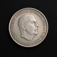 100 Pesetas Espagne 1966 ★19 ★66 – Argent 800‰ – F. Franco