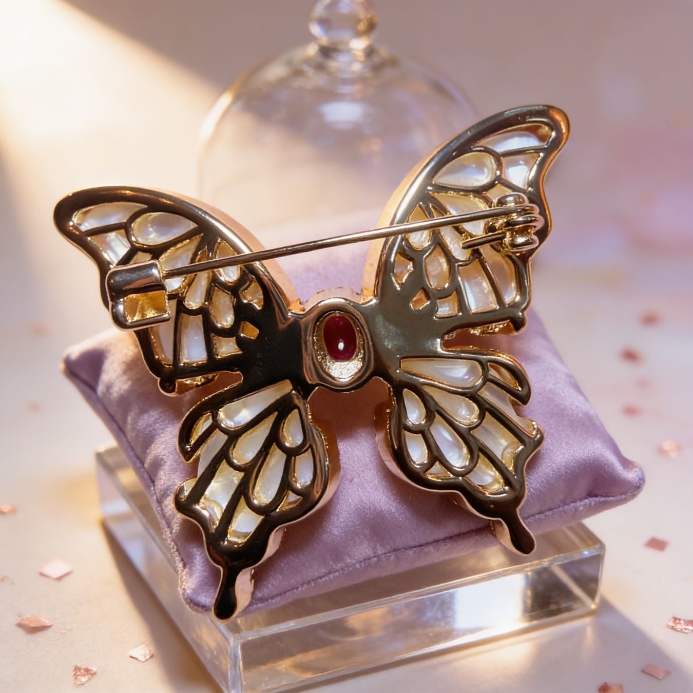 Spille & Fermagli: Broche Papillon Nacré – Nuovo e nell'imballaggio originale da St-Maurice venduto da Sandrinette123 1