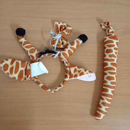 Giraffen Kostüm Set Haarreif Schwanz Fliege 
