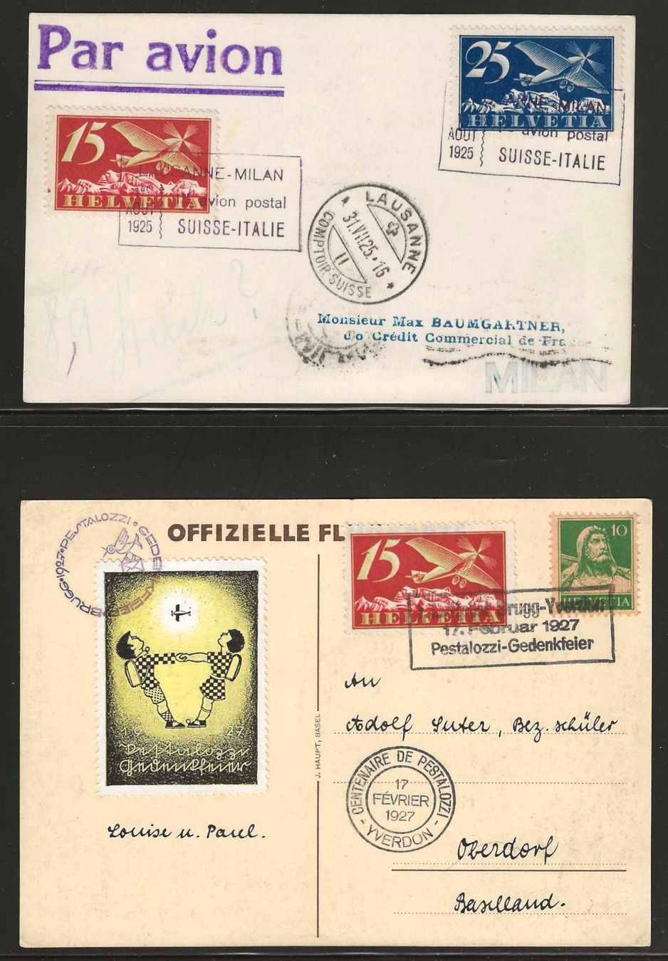 Tutti i francobolli: 1925/27 : 2 Karten mit Erstflüge – Usato da Gümligen venduto da Geniusbuy