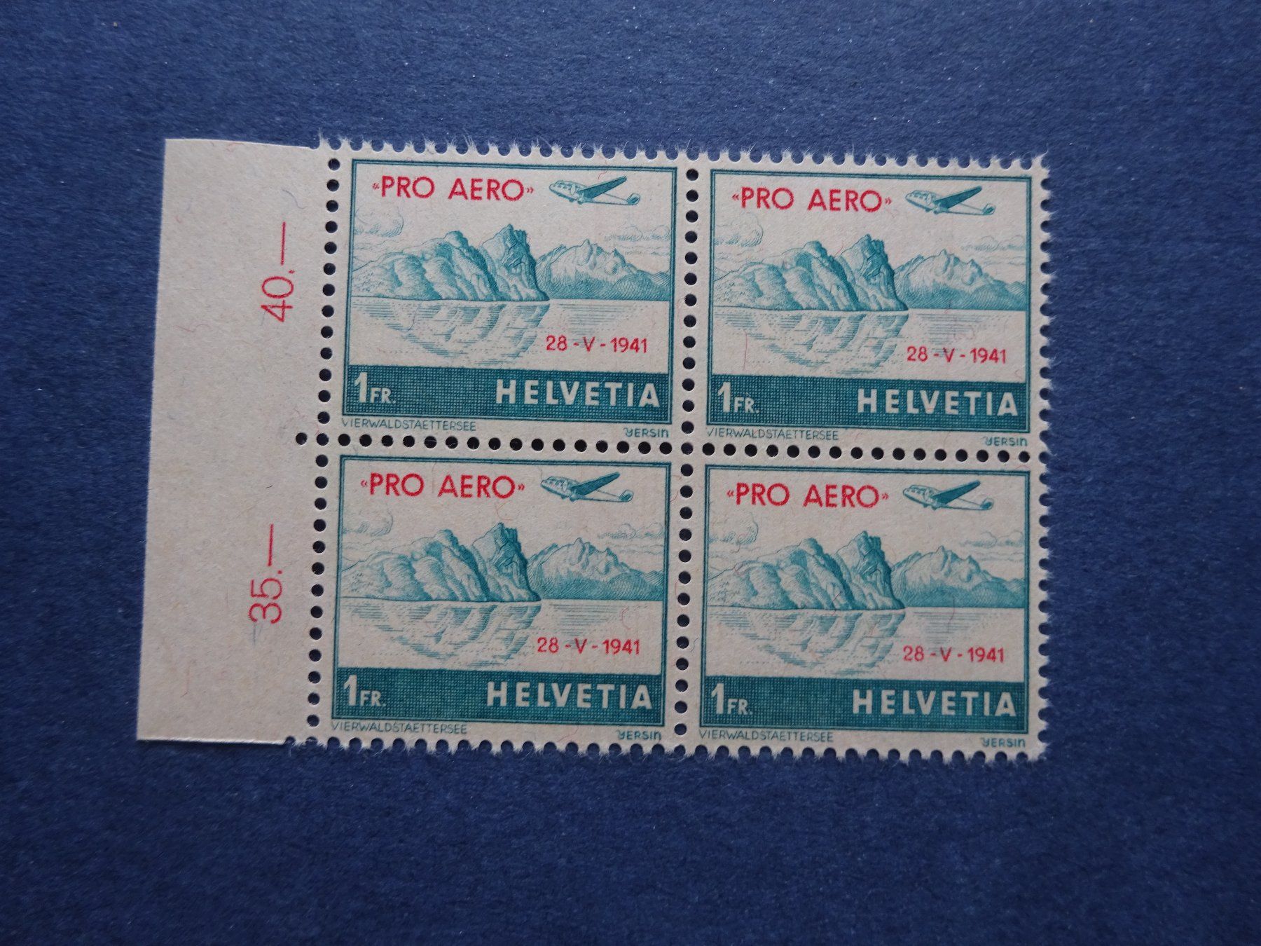Tutti i francobolli: 1941 F35 4er Block vom Bogenrand postfrisch** – Usato da Appenzell-Steinegg venduto da adi1975 1