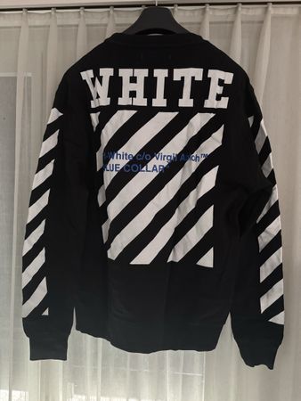 off-white vintage virgil abloh blue collar crewneck 