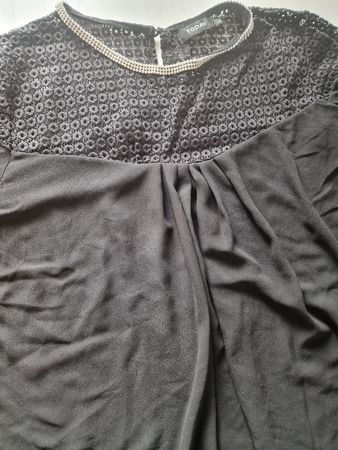 Schwarze Elegante Bluse mit Spitze Gr. 42