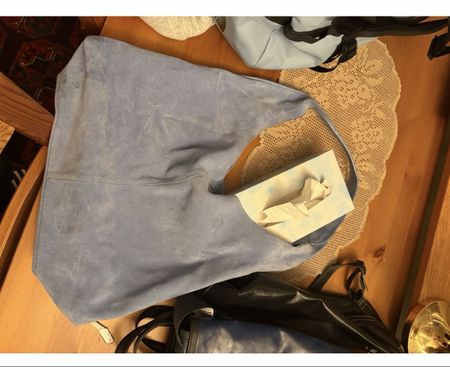 HELLBLAUE WILDLEDER-SHOPPER-TASCHE