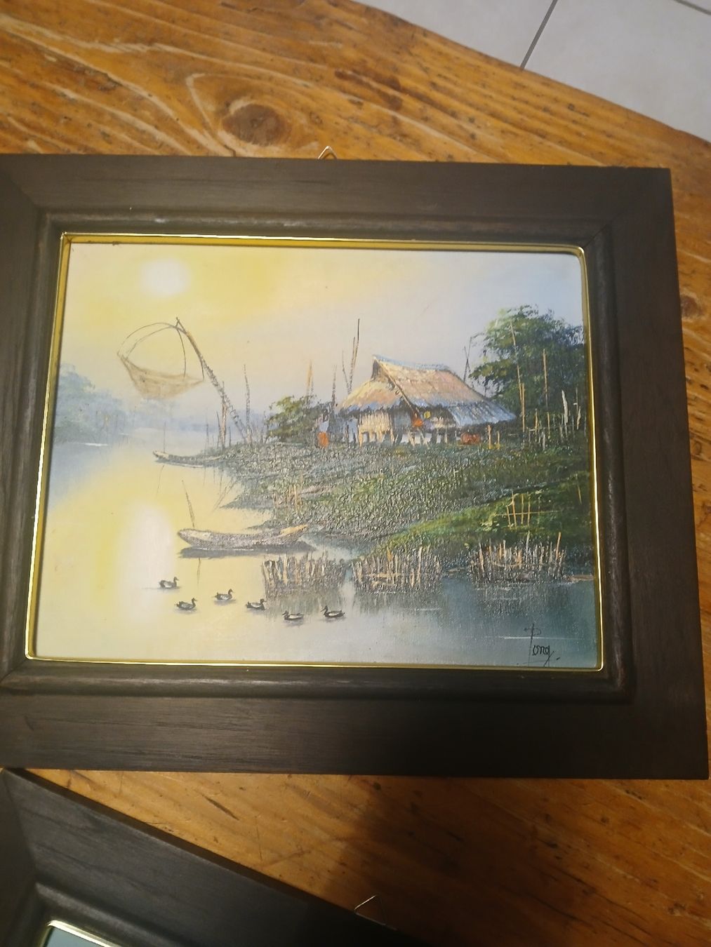 Dipinti: Deux peintures encadrées, paysages Indonesian – Usato da Corcelles-Payerne venduto da evalyne 1