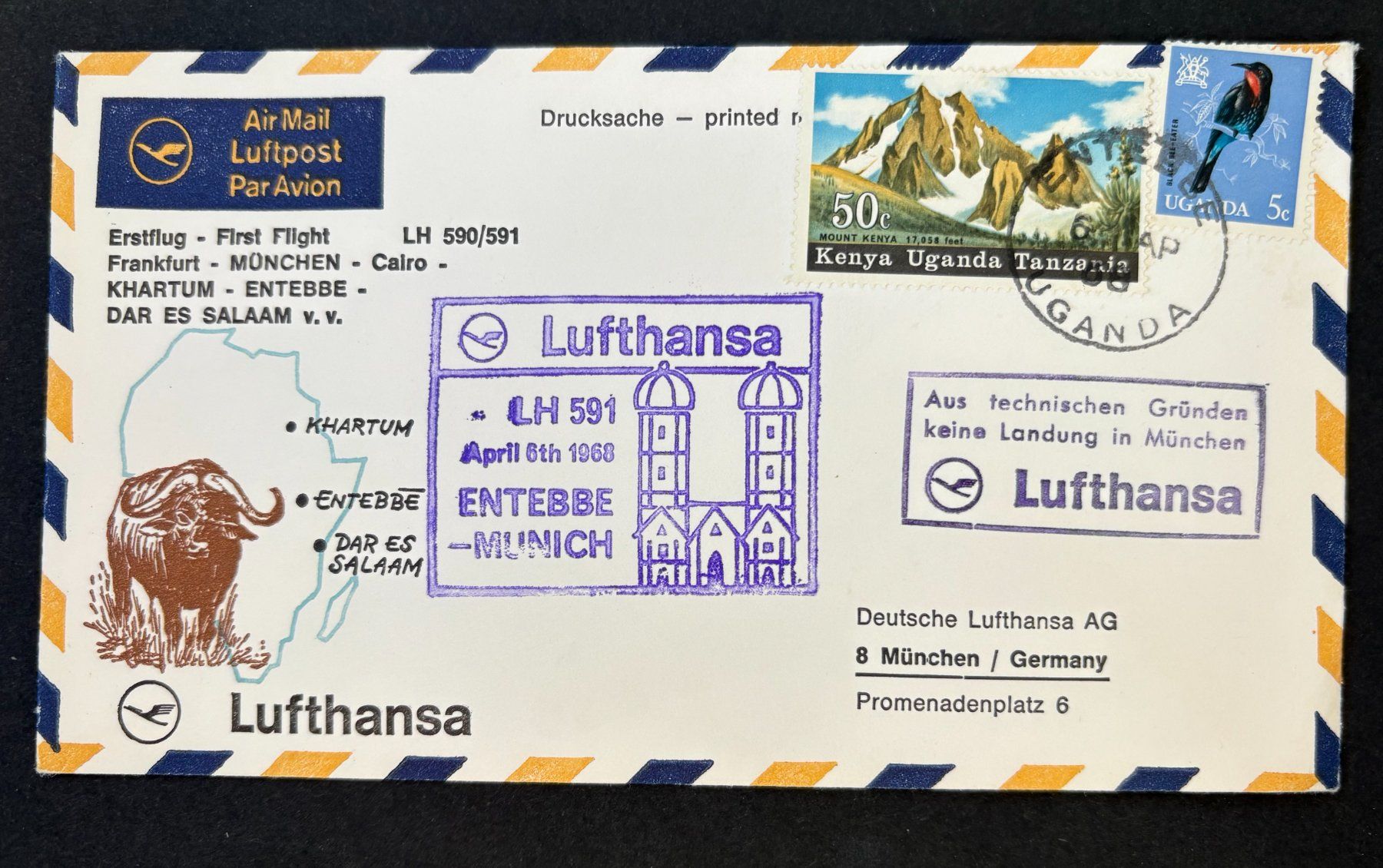 Tutti i francobolli: LUFTHANSA ERSTFLUG LH590/591 – Usato da Ostermundigen venduto da wini63