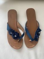 SUMMERTIME - stilvolle Flip-Flops mit Ziersteinen, blau, 38