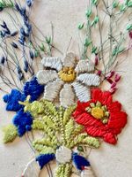 💚 ANTIKE SEIDENBESTICKTE KARTE 💚 Flowers of France