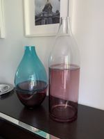 2 grands vases design en verre Schilliger – 58 & 74 cm