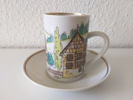 SUISSE LANGENTHAL Tasse à café + soucoupe OSTSCHWEIZ (1966)