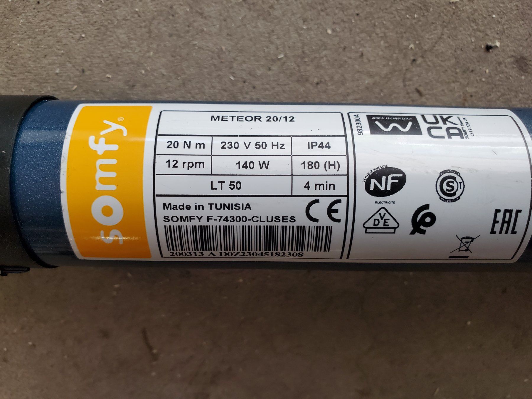 Somfy Tende da sole: Somfy Rohrmotor Meteor 20Nm – Usato da unterschächen venduto da explos