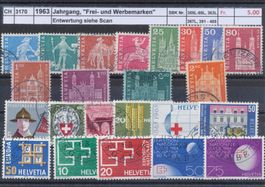 1963 Jahrgang, "Frei- und Werbemarken", gestempelt