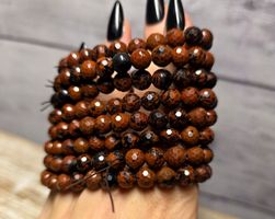 Facettiertes rotes Obsidian Armband 8mm