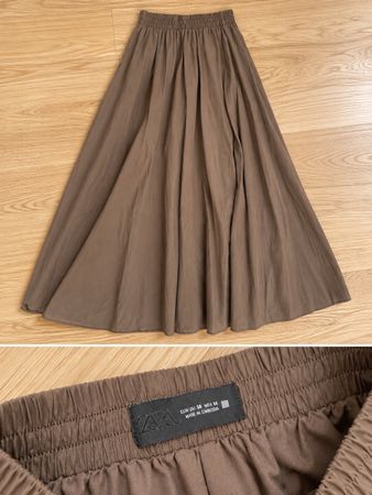 Jupe longue Zara couleur marron brown midi skirt