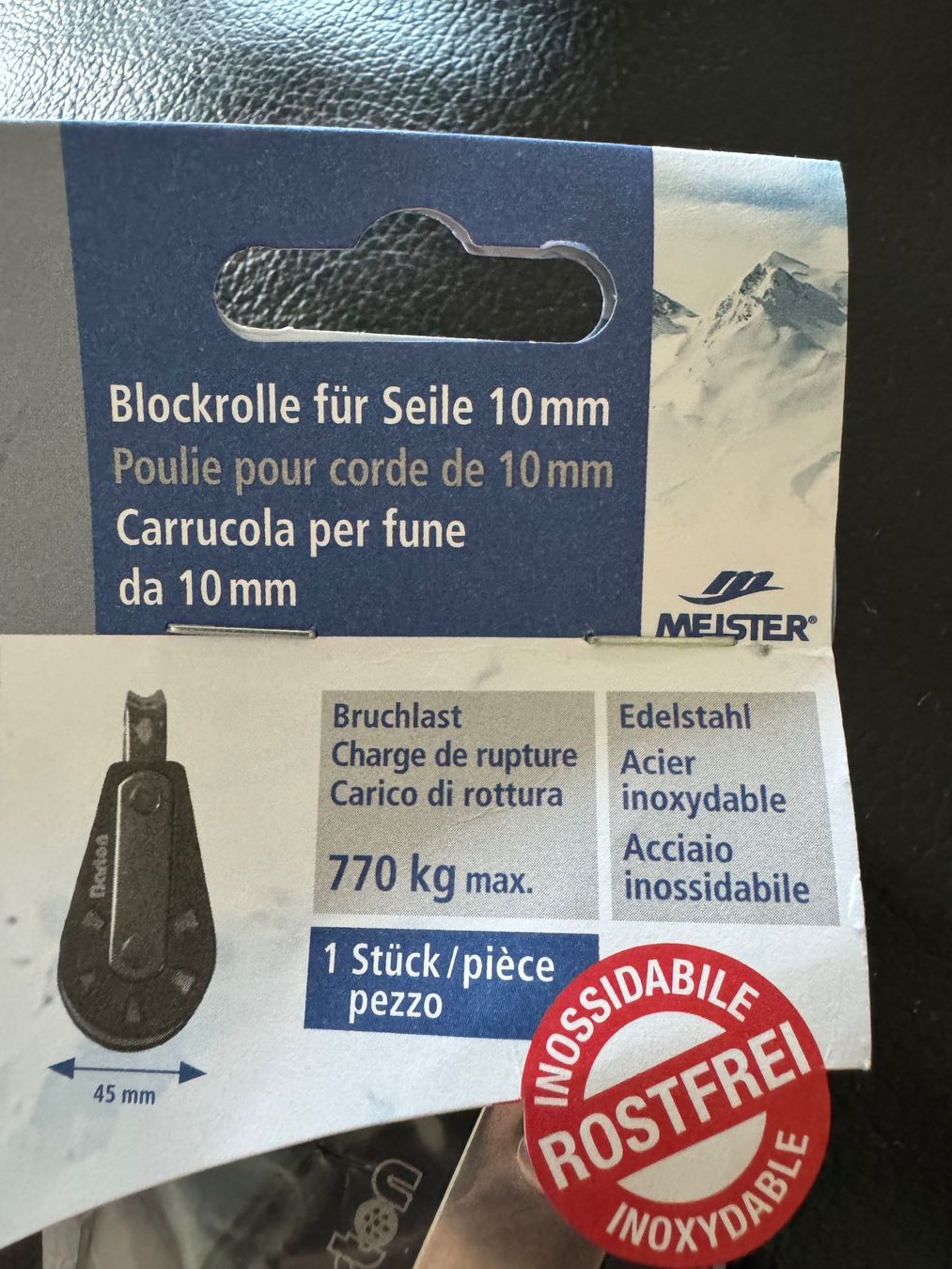 Altro per stoccaggio & trasporto: Seil Edelstahl Blockrolle 10mm – Nuovo e nell'imballaggio originale da Moosseedorf venduto da SDmedia 1