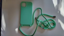 Coque d’iPhone 13 turquoise avec une corde