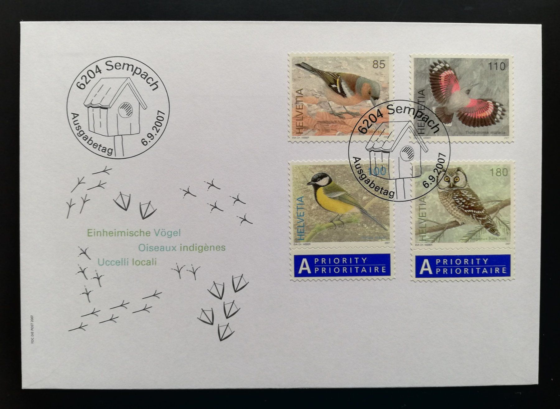Tous les timbres: Schweiz FDC Einheimische Vögel I, 2007 – D'occasion à Gümligen par Fairseriver