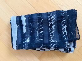 Halstuch, Foulard, Schal, blau-weiss gestreift, 60 x 186 cm