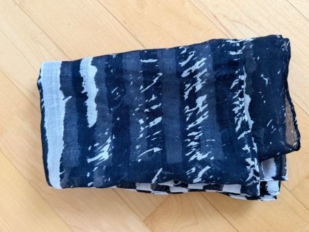 Halstuch, Foulard, Schal, blau-weiss gestreift, 60 x 186 cm