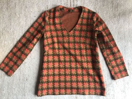 PULLOVER FANCY, GR. S, WARME ERDTÖNE, DESIGNER-EINZELSTÜCK