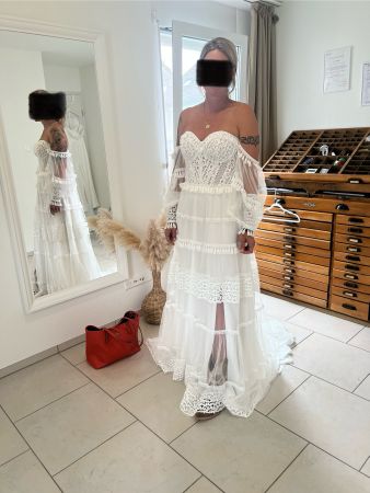 Wunderschönes Boho-Brautkleid, Grösse 38/40, einmal getragen
