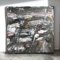 Abstraktes Acrylbild "Sturm" 20x20cm