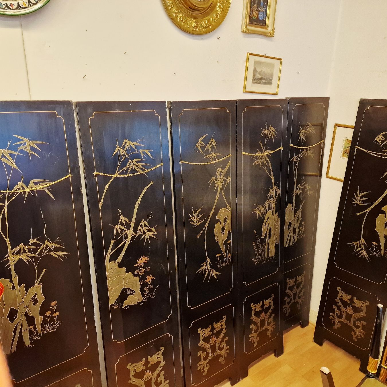 Paraventi: Asiatischer paravent, Raumteiler, mit echte Steine – Usato da BERN venduto da Intarsia 6