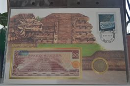 Banknotenbrief mit Münze aus Mexico
