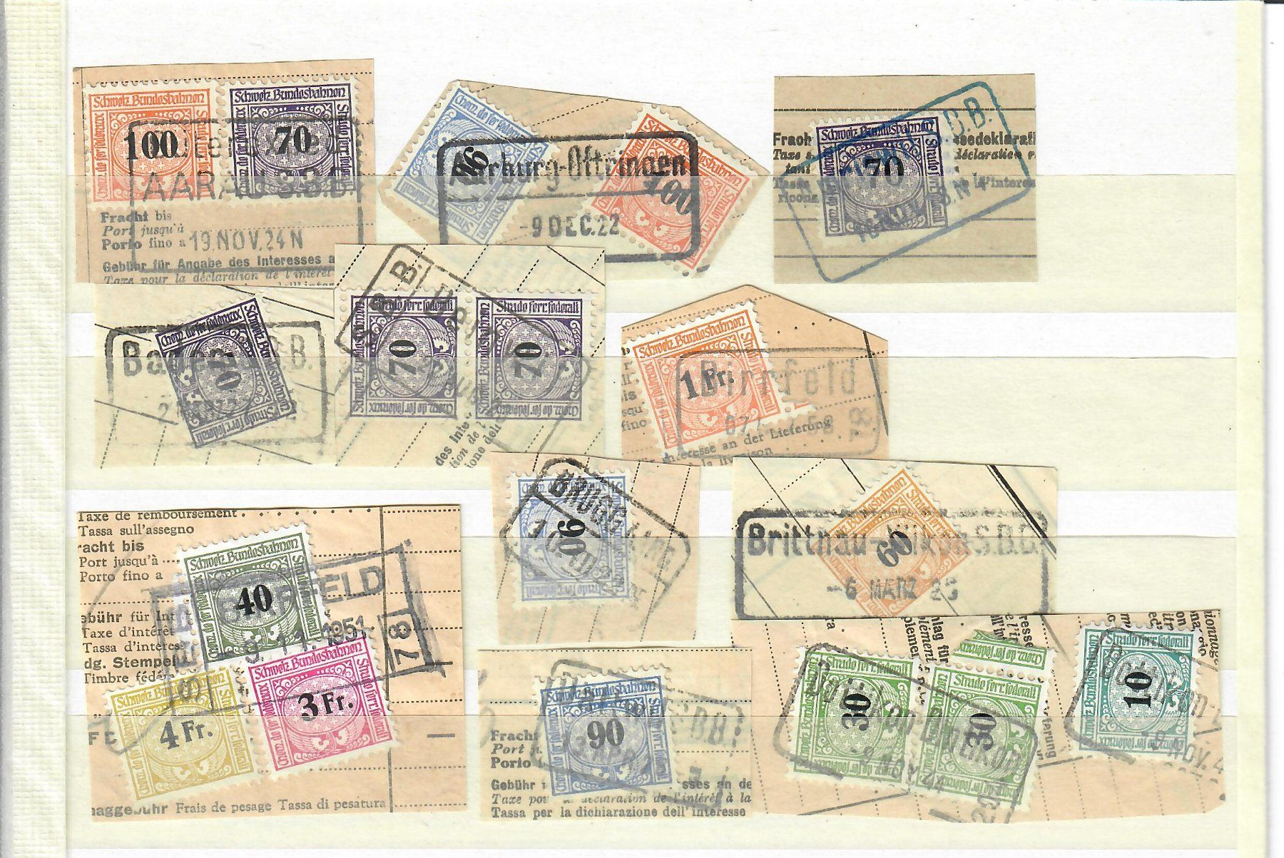 Tutti i francobolli: 1918: Eisenbahnmarken 42Stk. Brief abschnitte Vollstempel. – Nuovo (secondo la descrizione) da Endingen venduto da briefmarkenmeier57 1