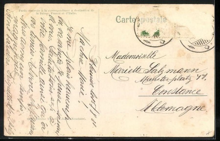 Cartoline postali: Fleurier, Rue du Temple, animée 1910 – Usato da Frauenfeld venduto da POML 1