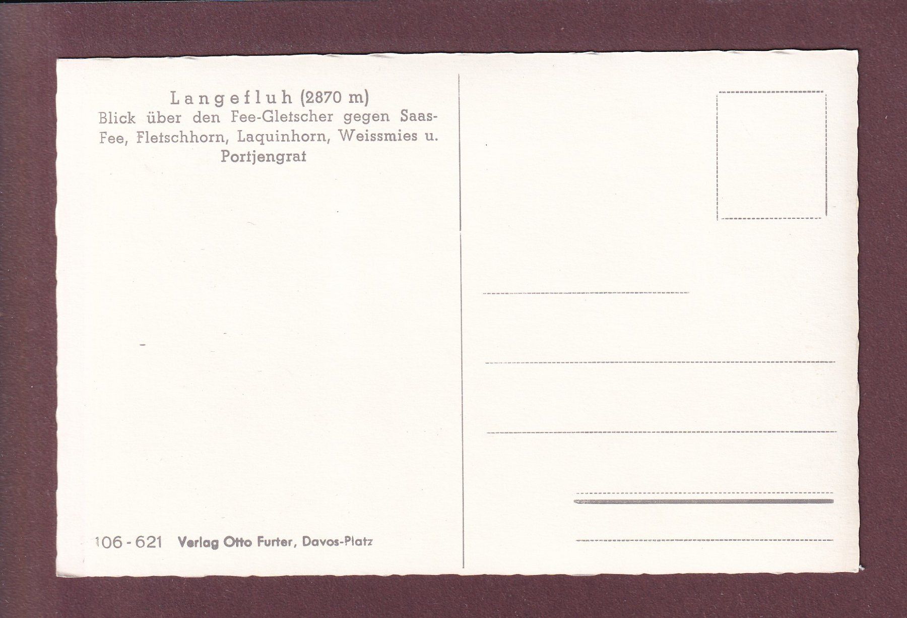 Cartes postales: LANGEFLUH - Fee Gletscher – D'occasion à Pully par nicecards 1
