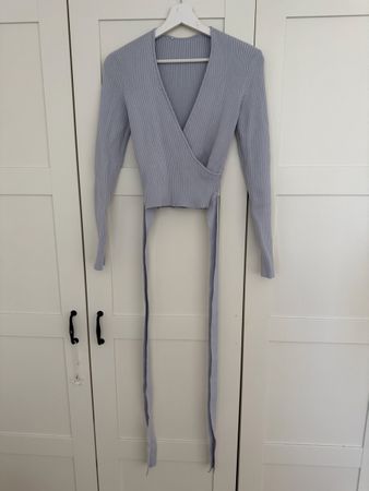 Pullover Wickeloptik Damen hellblau Grösse S neuwertig