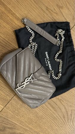 Saint Laurent Grey Leather LouLou Chain Bag - Stunning!