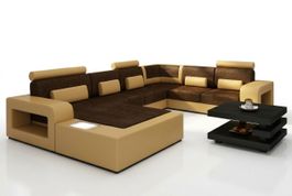 Wohnlandschaft Sofa mit USB Sofagarnitur Stoff Textil Leder