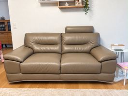 Set 2 Echtleder Sofa in Beige