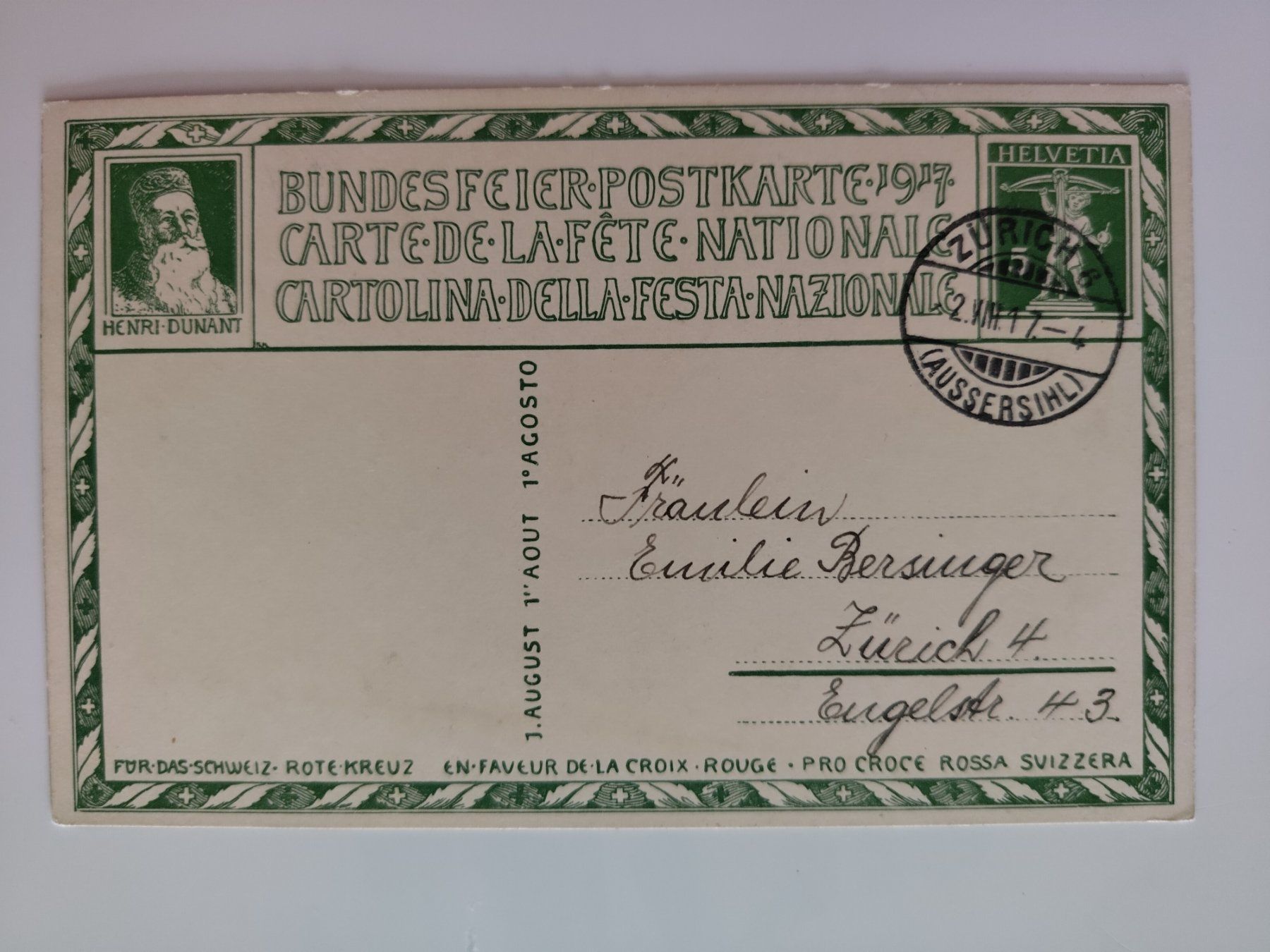 Cartoline postali: Bundesfeierak Schweizermutter mit Kinder dat. 1917 – Usato da Ohmstal venduto da Lebensfreude05 1