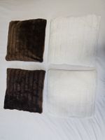 4 Kissen flauschig braun weiss Deko Winter kuschelig