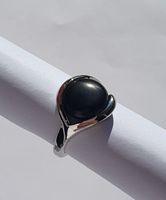 Ring mit schwarzem Stein Gr. 17 *NEU*