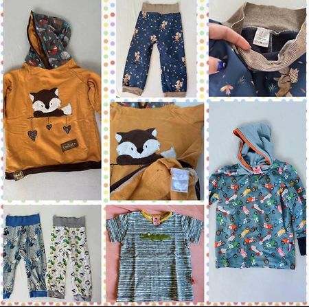 Set Kleidung Junge Mitwachshose Bluse T-Shirt handgenäht