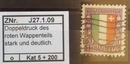 1561) Abart J27.1.09 Doppeldruck im Rotdruck Kt 200