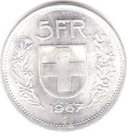 5 Franken 1967 Silber, fast unz.