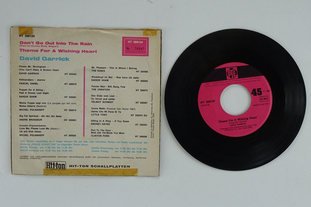 Garrick David - Don't Go Out Into The Rain b/w Theme For A.. (Gebraucht ...