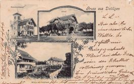 Gruss aus Dettligen (Detligen), Mehrbildkarte, gelaufen 1904