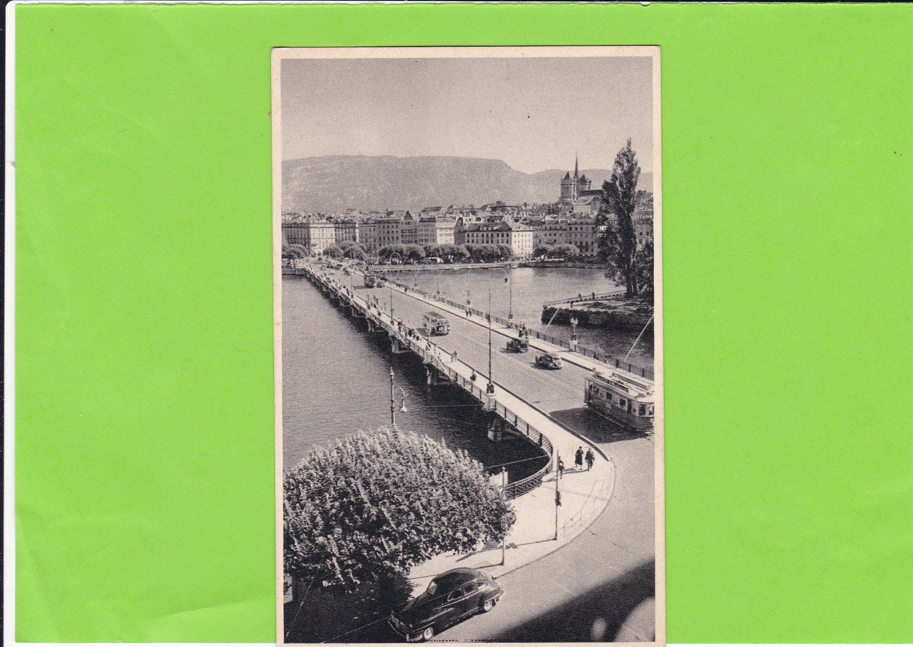 Cartoline postali: Genève-Le Pont du Mont Blanc--Oldtimer – Usato da St. Peterzell venduto da neckertal
