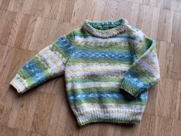 Handgestrickter Kinder Pullover, Grösse 74/80, Wolle Mix